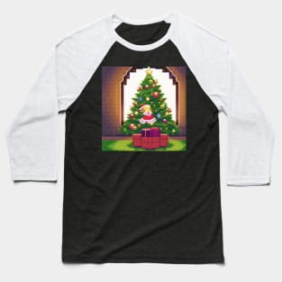 A christmas tree with a little girl sitting on top of it Baseball T-Shirt